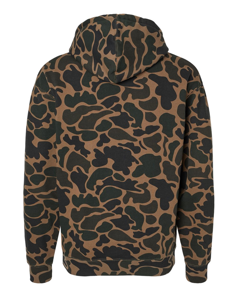 Independent Trading Co. IND4000 hoodie in Duck Camo, back view; undecorated garment shown