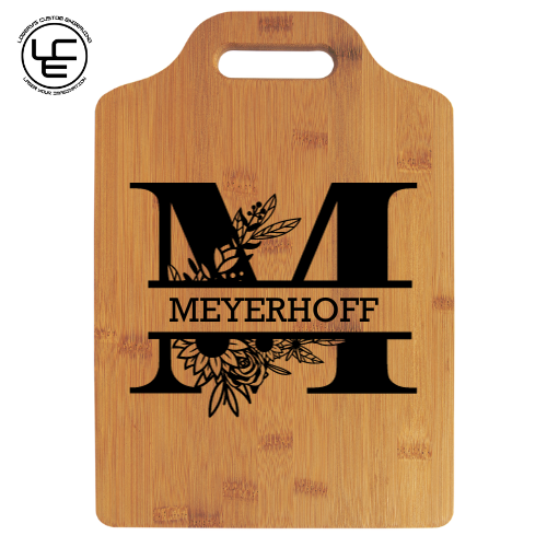 Bamboo Cutting Board with Handle and Custom Laser Burned Image