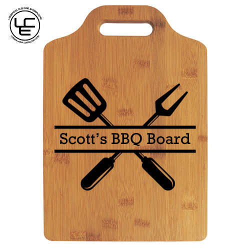 Bamboo Cutting Board with Handle and Custom Laser Burned Image