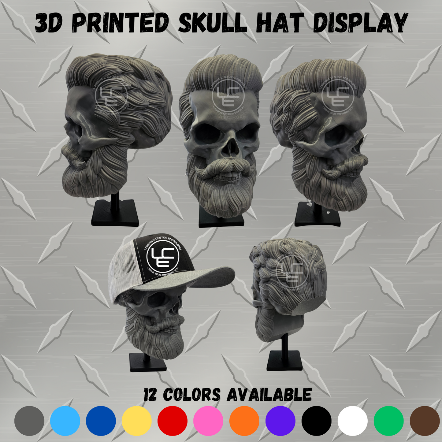 3d Printed Skull Hat Display
