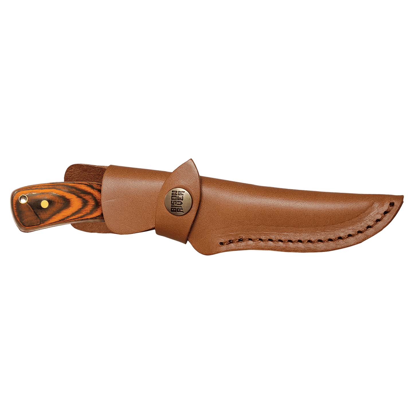7 3/4" Fixed Blade Wood Knife with Leather Sheath