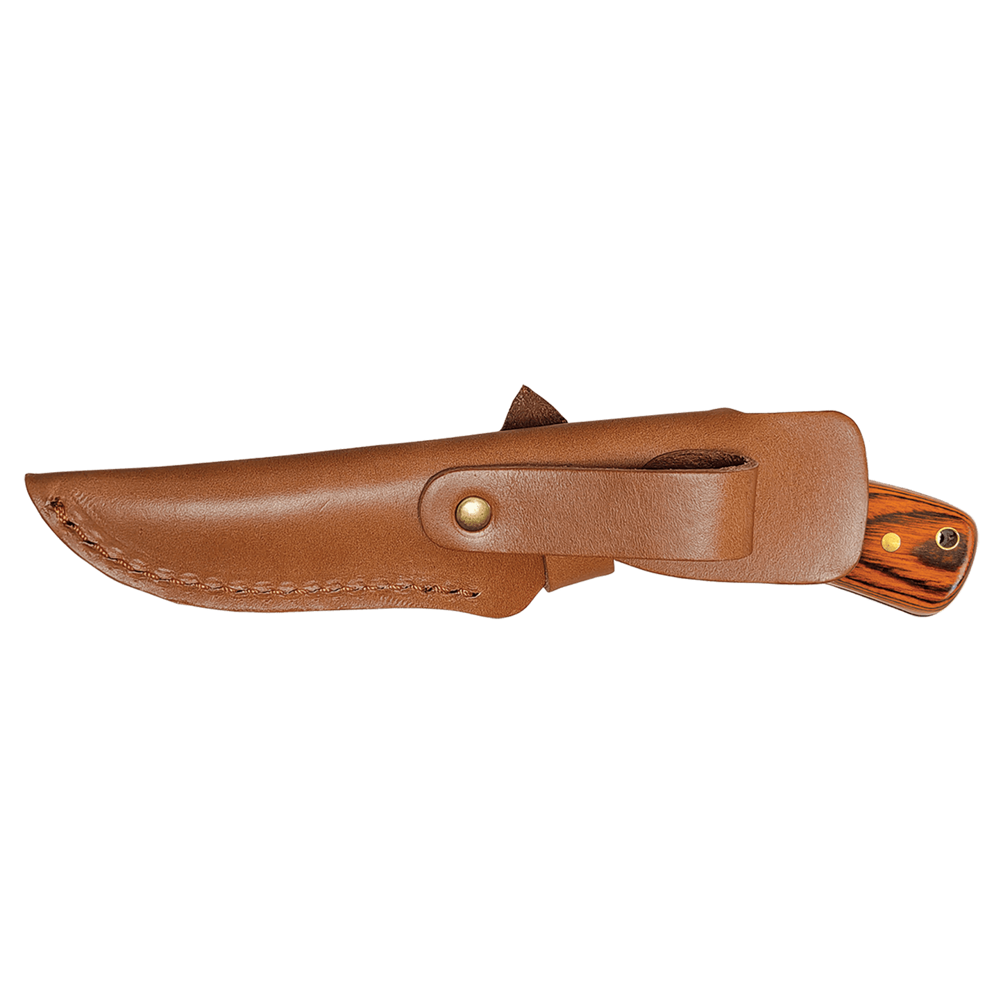 7 3/4" Fixed Blade Wood Knife with Leather Sheath