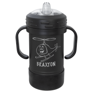 10oz Metal Sippy Cup with Removable Handle and Custom Laser Engraving.