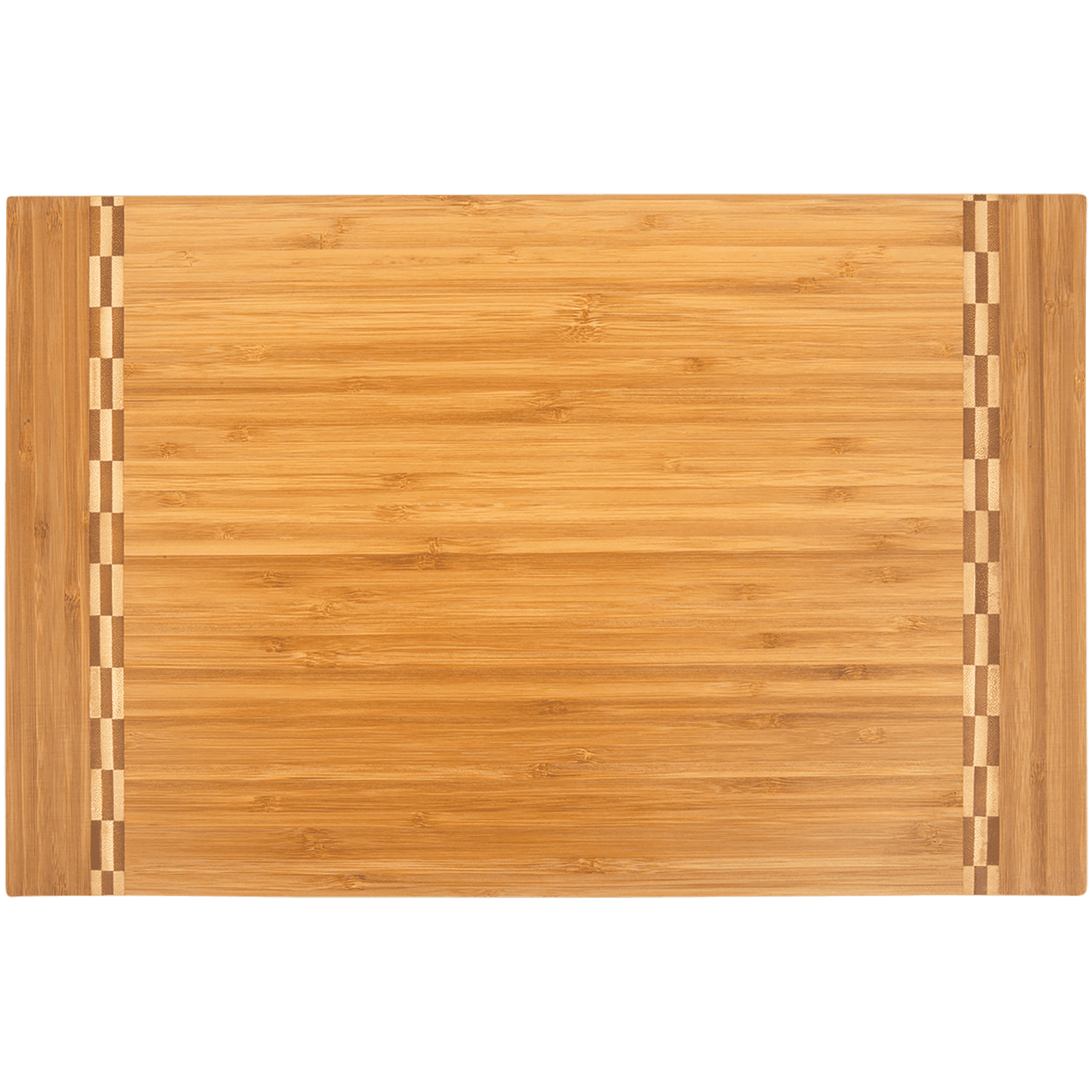 Bamboo Cutting Board with Butcher Block Inlay and Custom Laser Burned Image