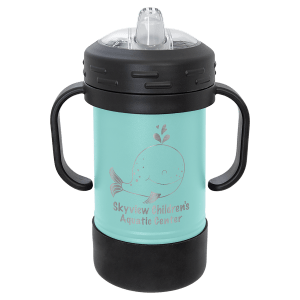 10oz Metal Sippy Cup with Removable Handle and Custom Laser Engraving.