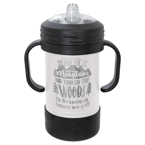 10oz Metal Sippy Cup with Removable Handle and Custom Laser Engraving.