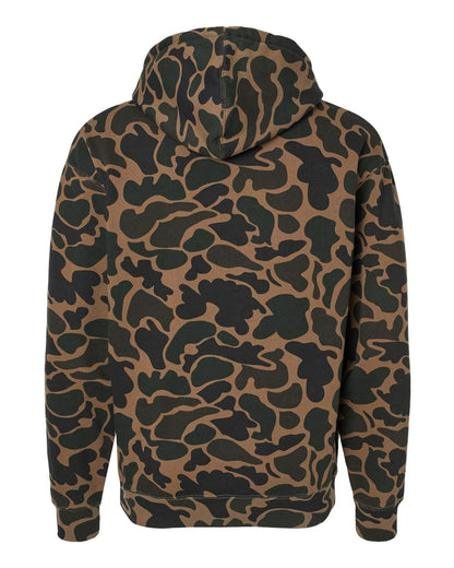 Independent Trading Co. IND4000 hoodie in Duck Camo, back view; undecorated garment shown
