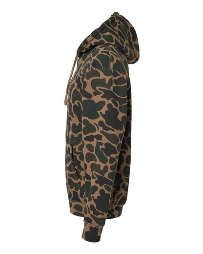 Independent Trading Co. IND4000 hoodie in Duck Camo, detail view; undecorated garment shown