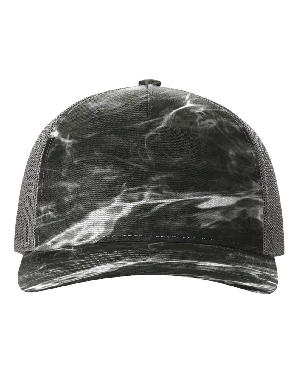 Richardson 112PFP printed trucker hat in Mossy Oak Elements Blacktip/ Charcoal