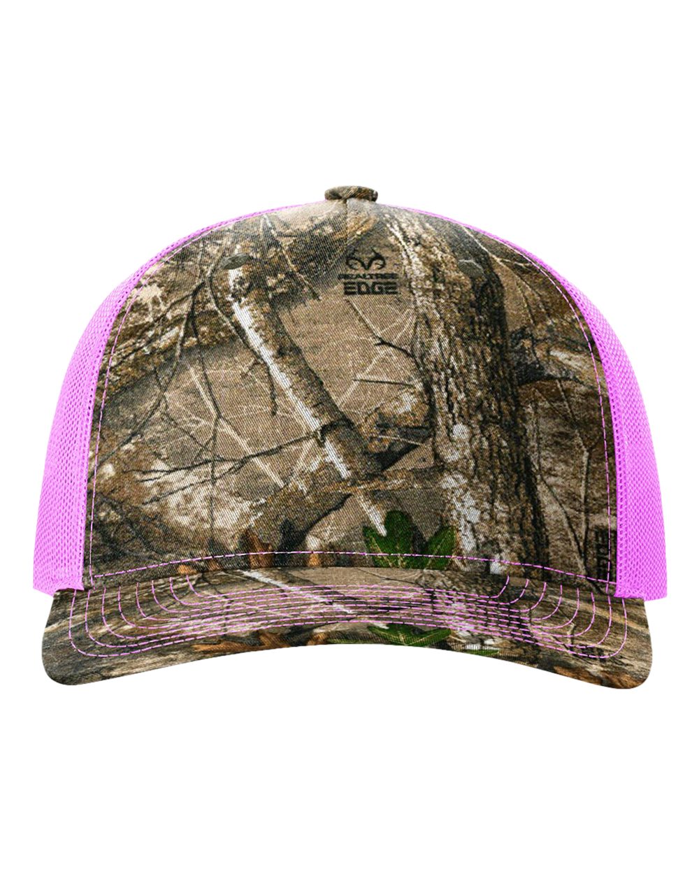 Richardson 112PFP printed trucker hat in Realtree Edge/ Neon Pink