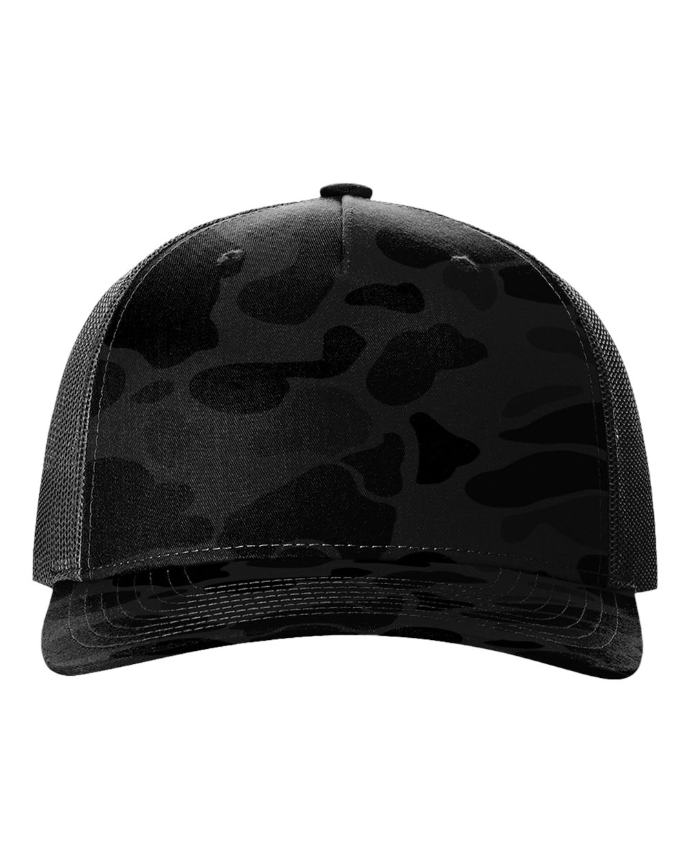 Richardson 112PFP printed trucker hat in Sable Duck Camo/ Black