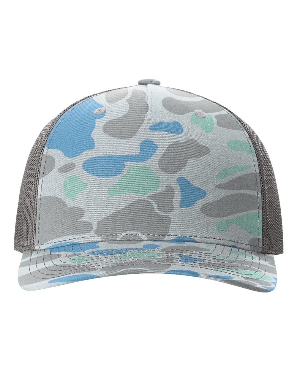 Richardson 112PFP printed trucker hat in Saltwater Duck Camo/ Charcoal