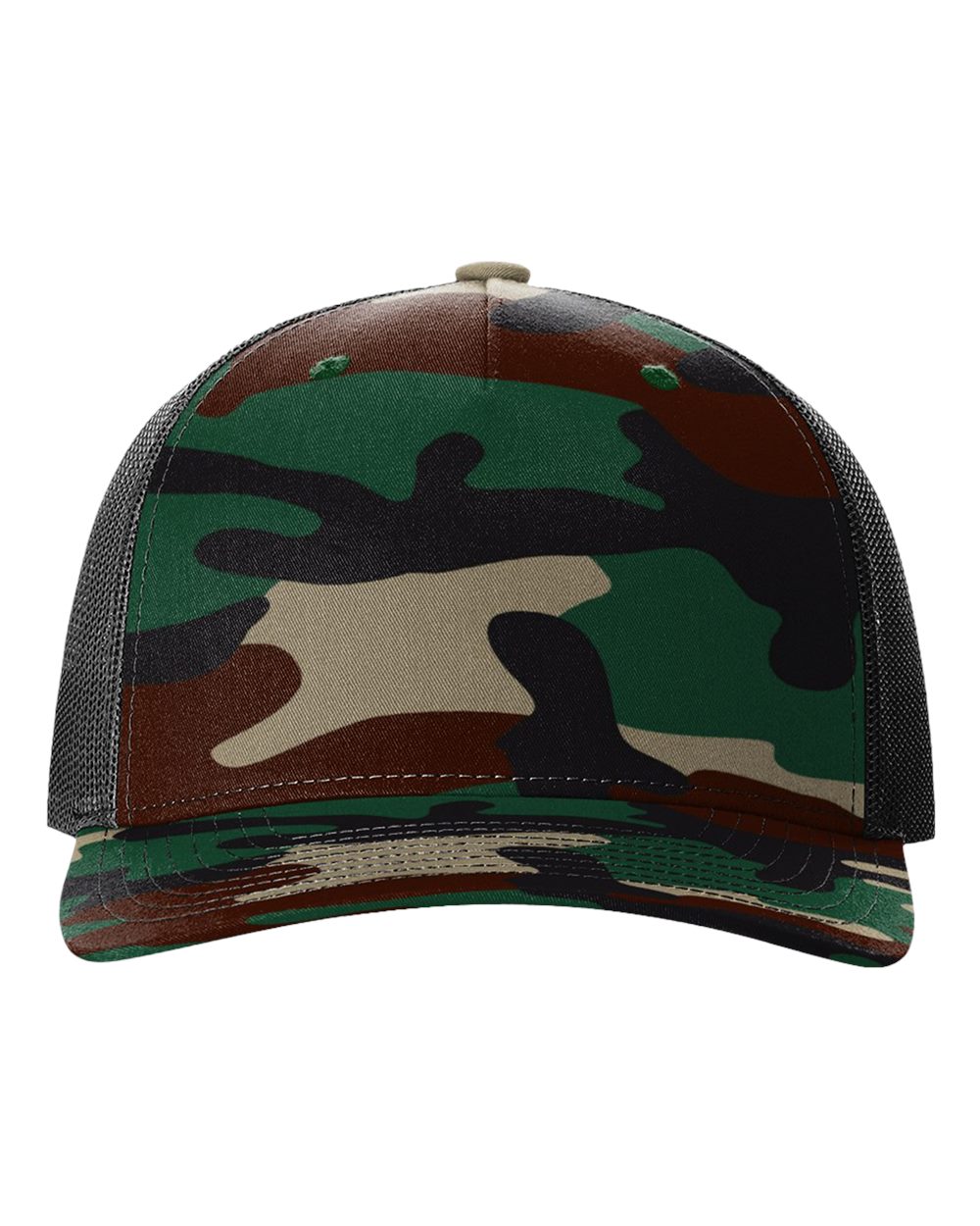 Richardson 112PFP printed trucker hat in Green Camo/ Black