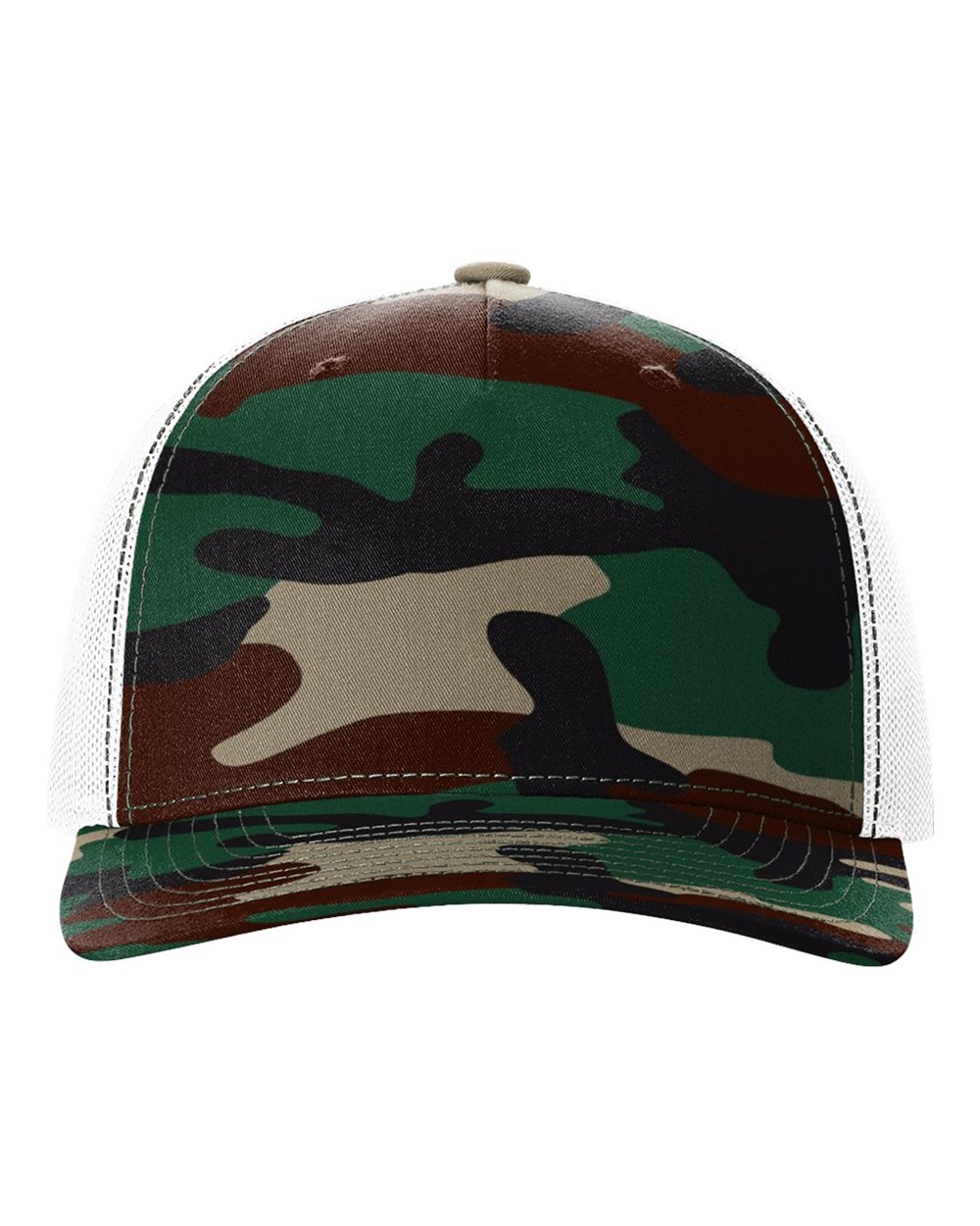 Richardson 112PFP printed trucker hat in Green Camo/ White