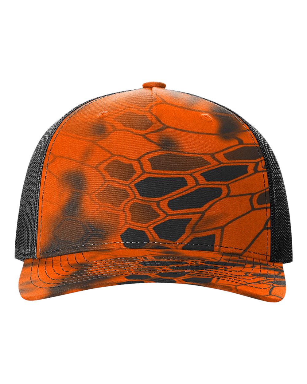 Richardson 112PFP printed trucker hat in Kryptek Inferno/ Black