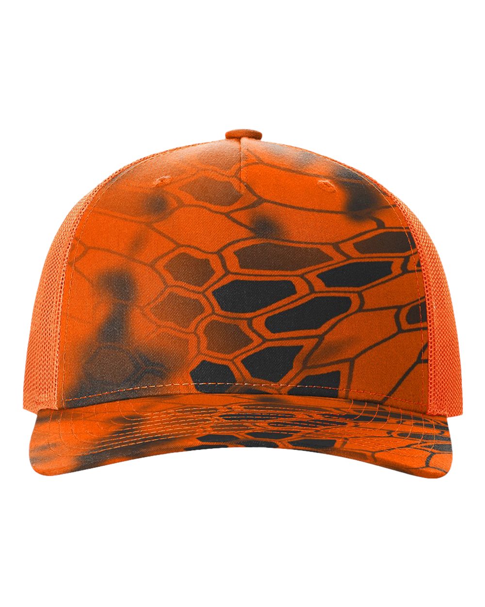 Richardson 112PFP printed trucker hat in Kryptek Inferno/ Blaze Orange