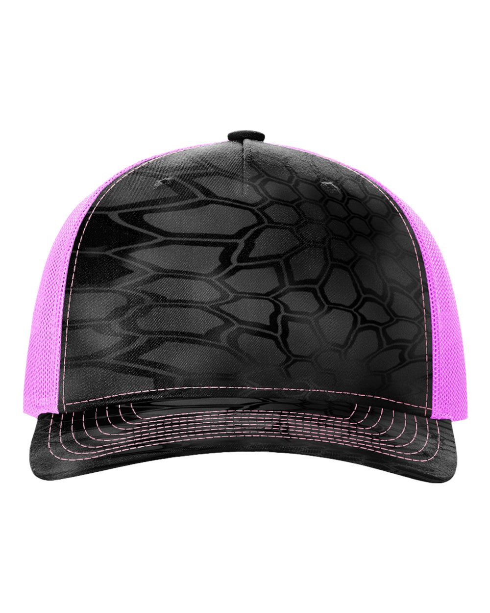 Richardson 112PFP printed trucker hat in Kryptek Typhon/ Neon Pink