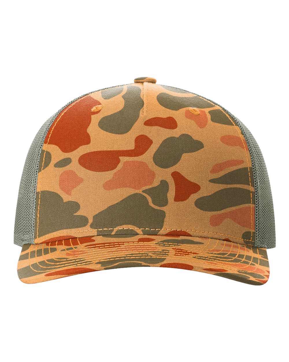 Richardson 112PFP printed trucker hat in Sienna Duck Camo/ Loden Green