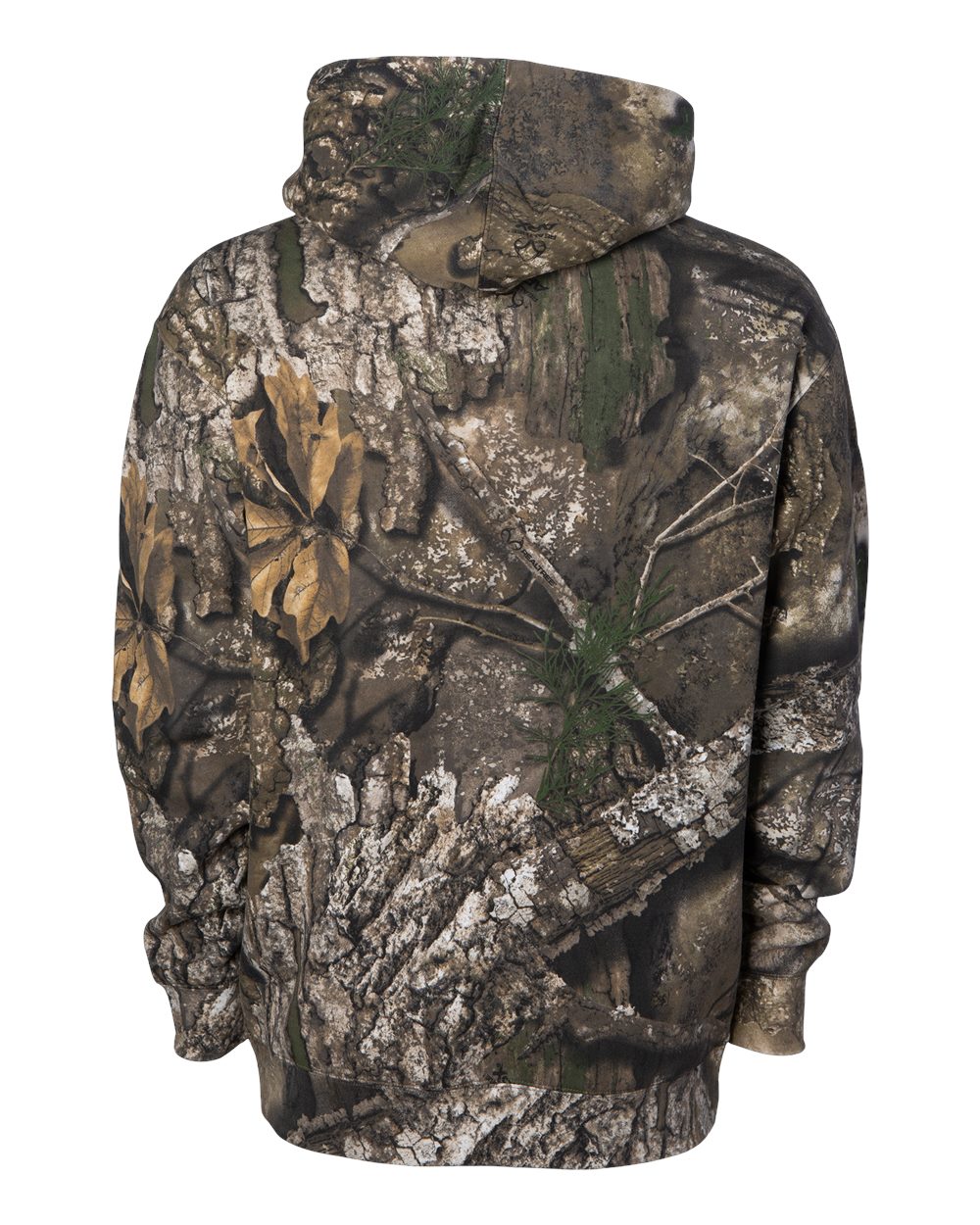 Independent Trading Co. IND4000 hoodie in Realtree APX Camo, back view; undecorated garment shown