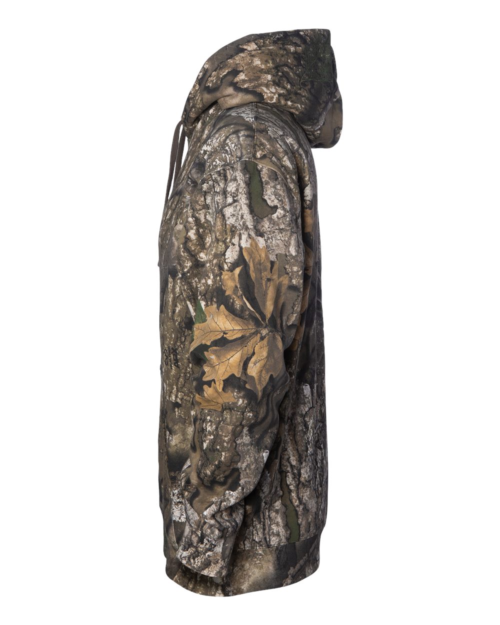 Independent Trading Co. IND4000 hoodie in Realtree APX Camo, detail view; undecorated garment shown