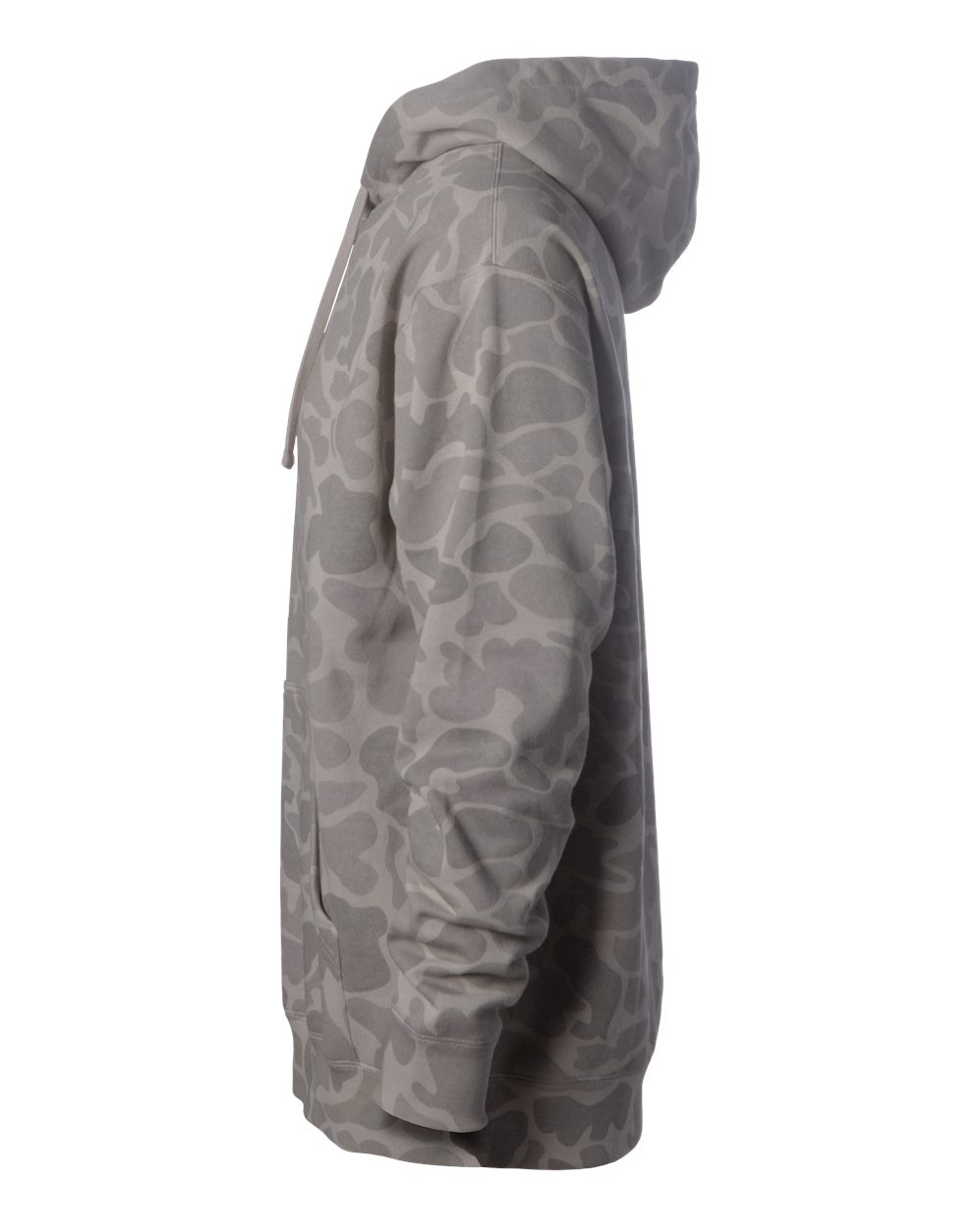 Independent Trading Co. IND4000 hoodie in Desert Duck Camo, detail view; undecorated garment shown