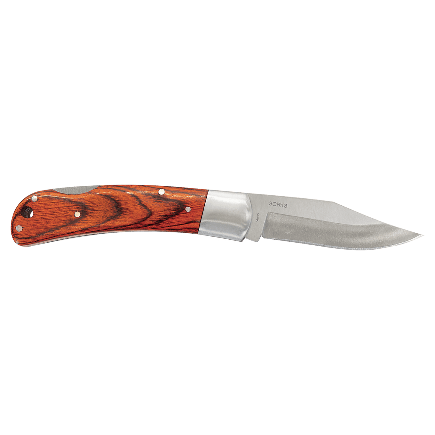 4" Wood Folding Knife with Leather Sheath