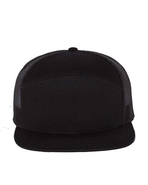 Richardson 168 Seven Panel Trucker Hat with Custom Leatherette Patch