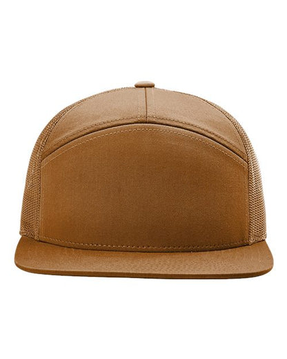 Richardson 168 Seven Panel Trucker Hat with Custom Leatherette Patch