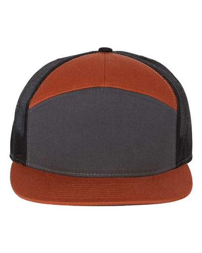 Richardson 168 Seven Panel Trucker Hat with Custom Leatherette Patch