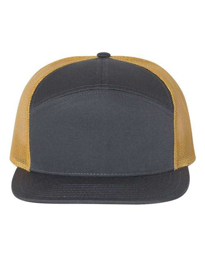 Richardson 168 Seven Panel Trucker Hat with Custom Leatherette Patch