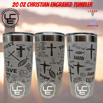 Christian Laser Wrap on our 20oz Tumblers