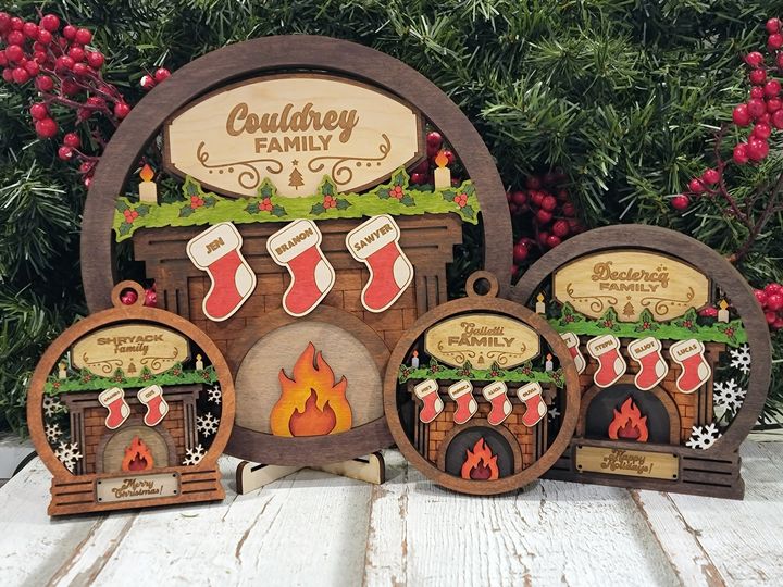 Fireplace Family Christmas Ornament