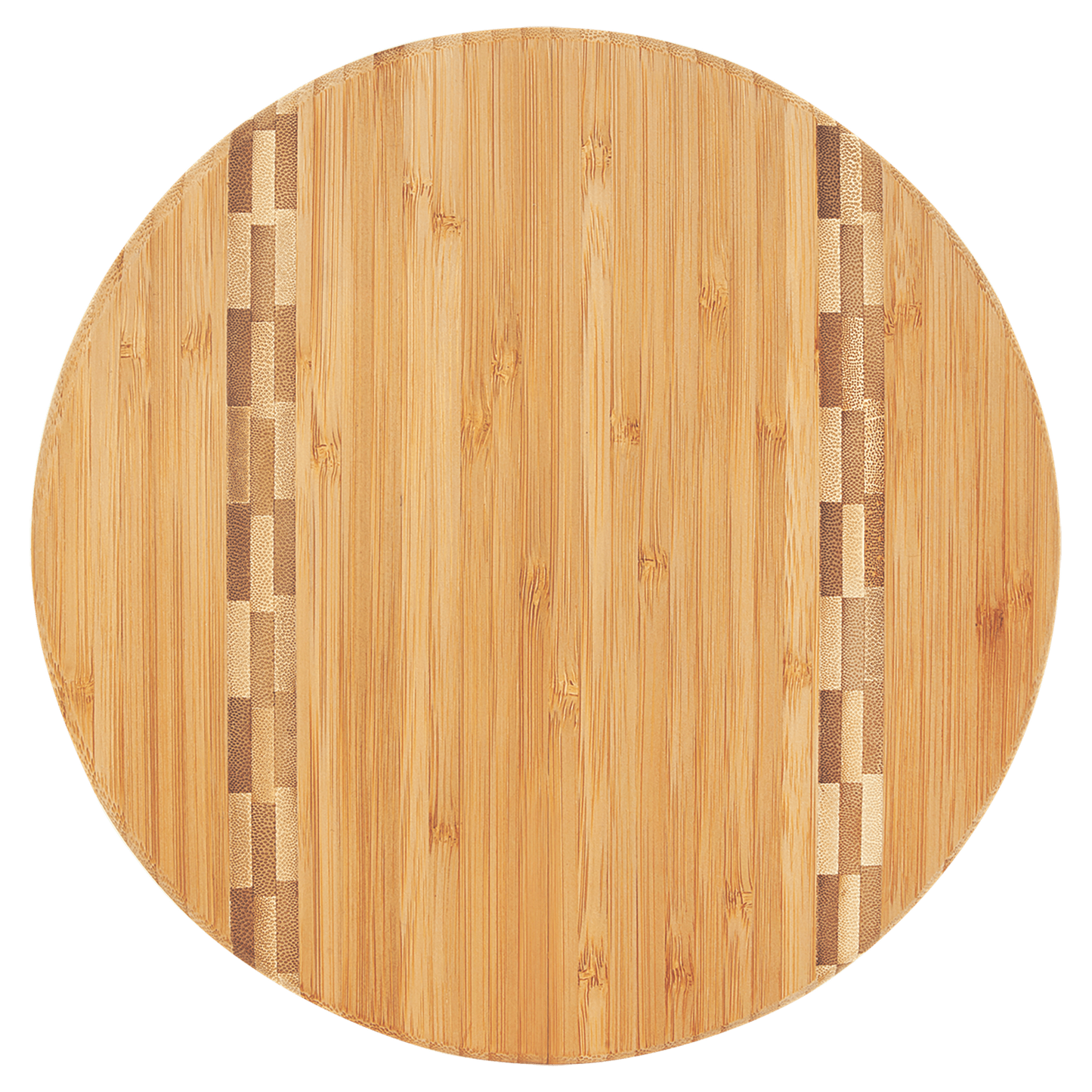 Round Bamboo Cutting Board with Butcher Block Inlay and Custom Laser Engraved Image