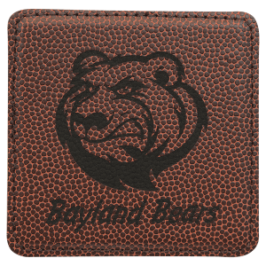 Custom 4″ Square Laserable Leatherette Coaster in Football