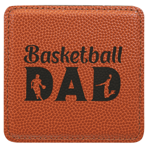 Custom 4″ Square Laserable Leatherette Coaster in Basketball