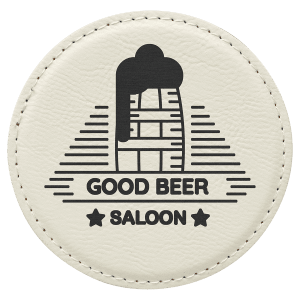 Custom 4″ Round Laserable Leatherette Coaster in White