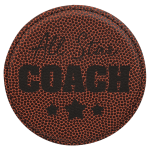 Custom 4″ Round Laserable Leatherette Coaster in Football