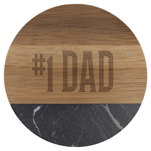 Custom Engraved Acacia & Black Marble Round Coasters – Set of 4