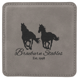 Custom 4″ Square Laserable Leatherette Coaster in Gray
