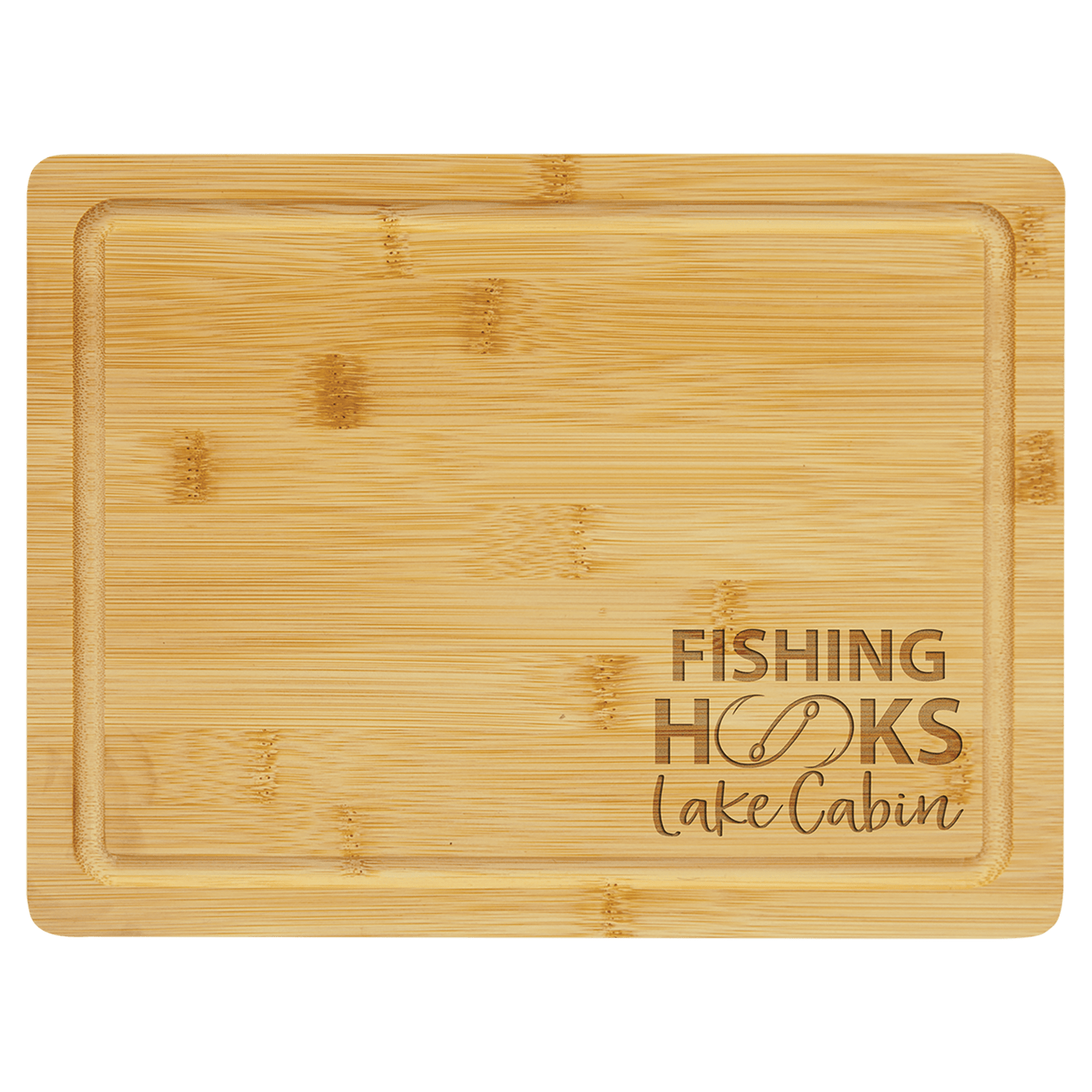 Bamboo Cutting Board with Drip Ring and Custom Laser Burned Image