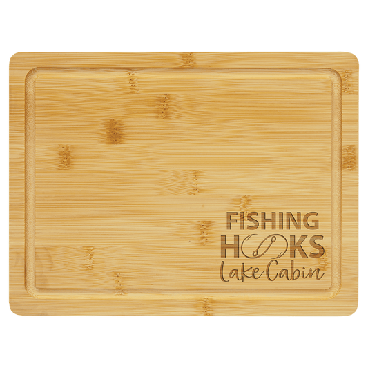 Bamboo Cutting Board with Drip Ring and Custom Laser Burned Image