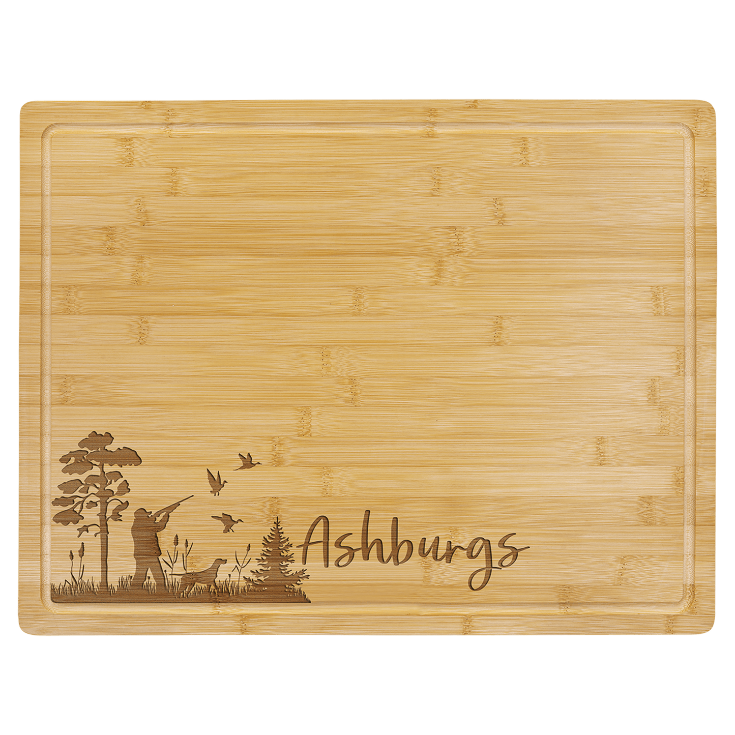 Bamboo Cutting Board with Drip Ring and Custom Laser Burned Image