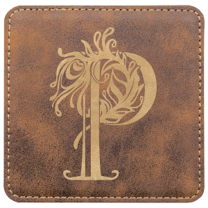 Custom 4″ Square Laserable Leatherette Coaster in Rustic/Gold