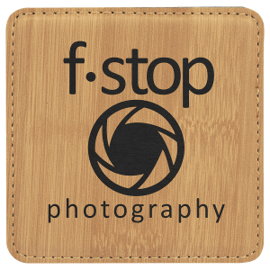 Custom 4″ Square Laserable Leatherette Coaster in Bamboo