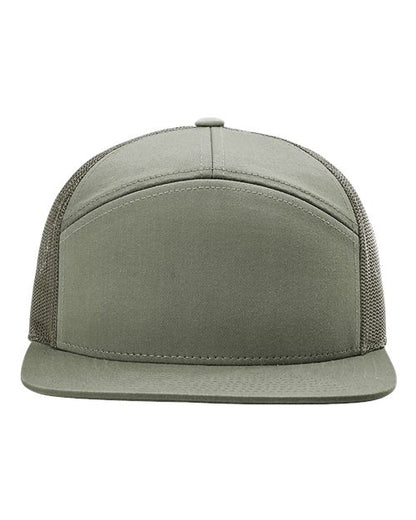 Richardson 168 Seven Panel Trucker Hat with Custom Leatherette Patch