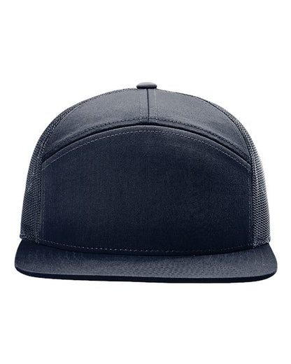 Richardson 168 Seven Panel Trucker Hat with Custom Leatherette Patch
