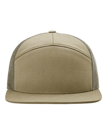 Richardson 168 Seven Panel Trucker Hat with Custom Leatherette Patch