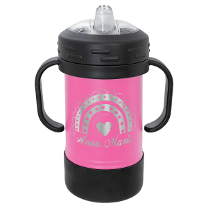 10oz Metal Sippy Cup with Removable Handle and Custom Laser Engraving.