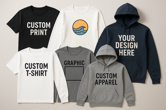 Custom printed t-shirts, long sleeve shirts, hoodies