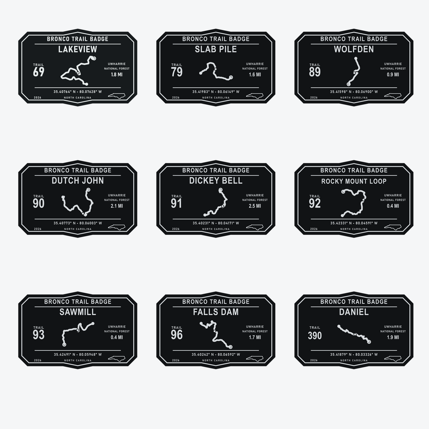 Bronco Trail Badges – Uwharrie Collection